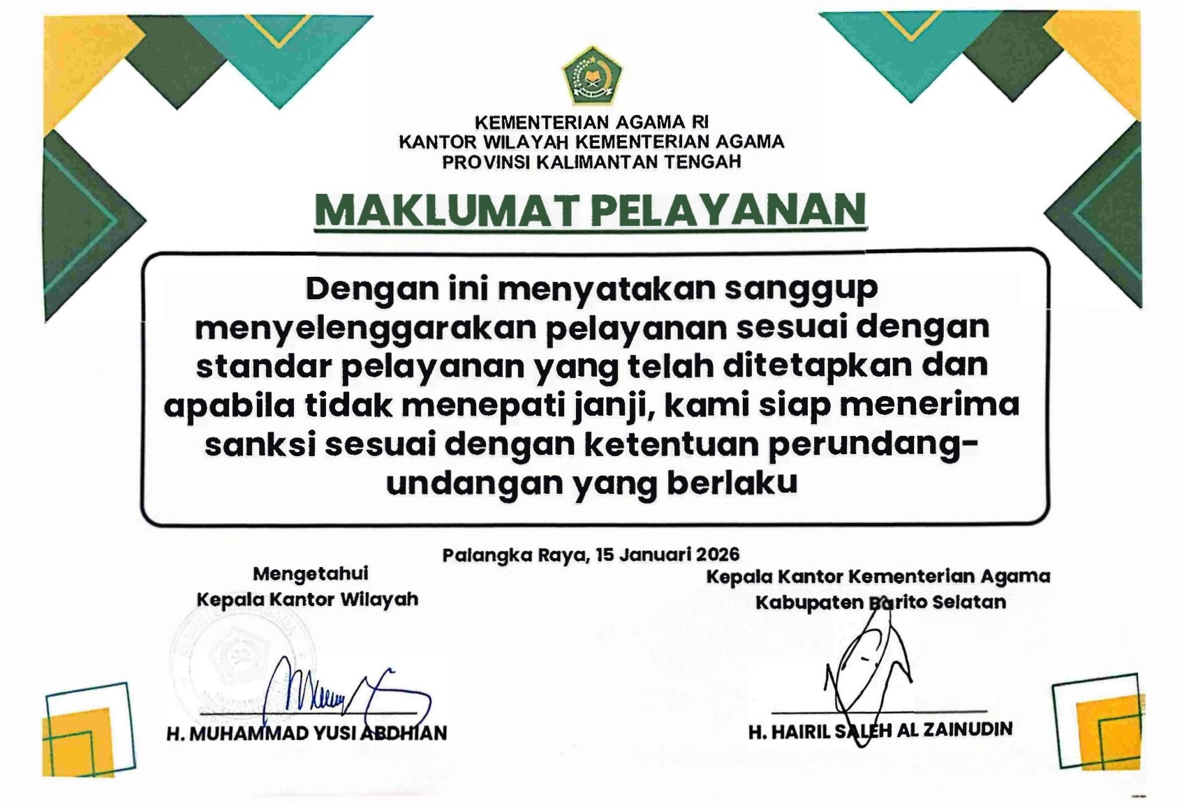 Maklumat Pelayanan