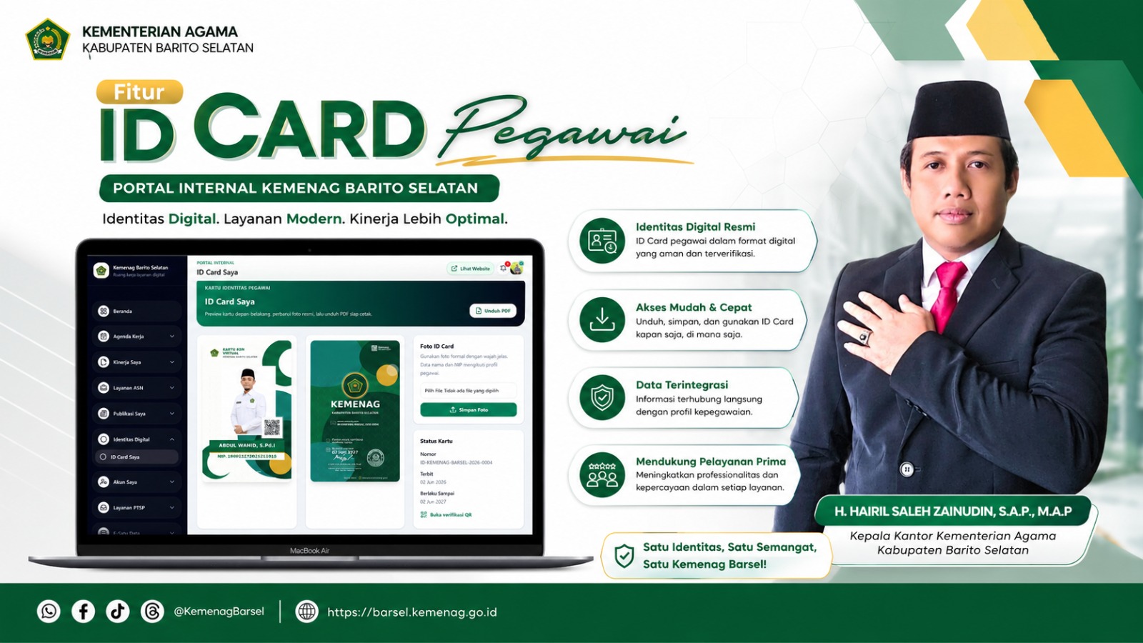 Fitur ID Card Pegawai Portal Kemenag Barsel, Satu Identitas Resmi untuk Seluruh ASN