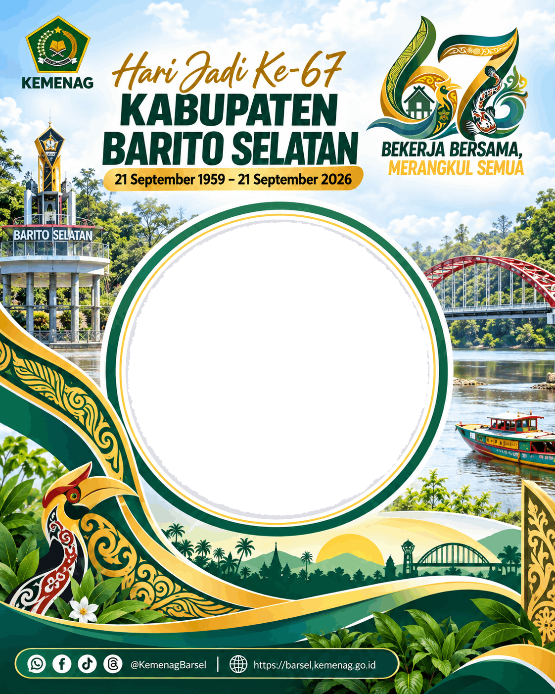 Twibbon Hari Jadi ke-67 Kabupaten Barito Selatan 2026 | Kemenag Barsel