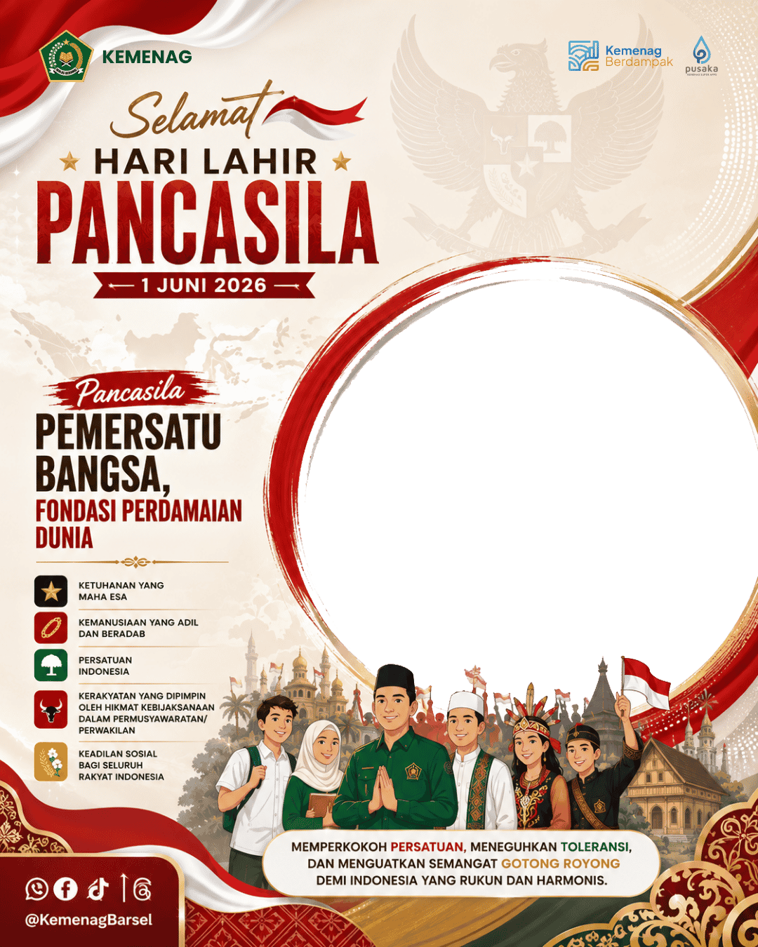 Frame Twibbon Hari Lahir Pancasila 2026 Kemenag Barsel